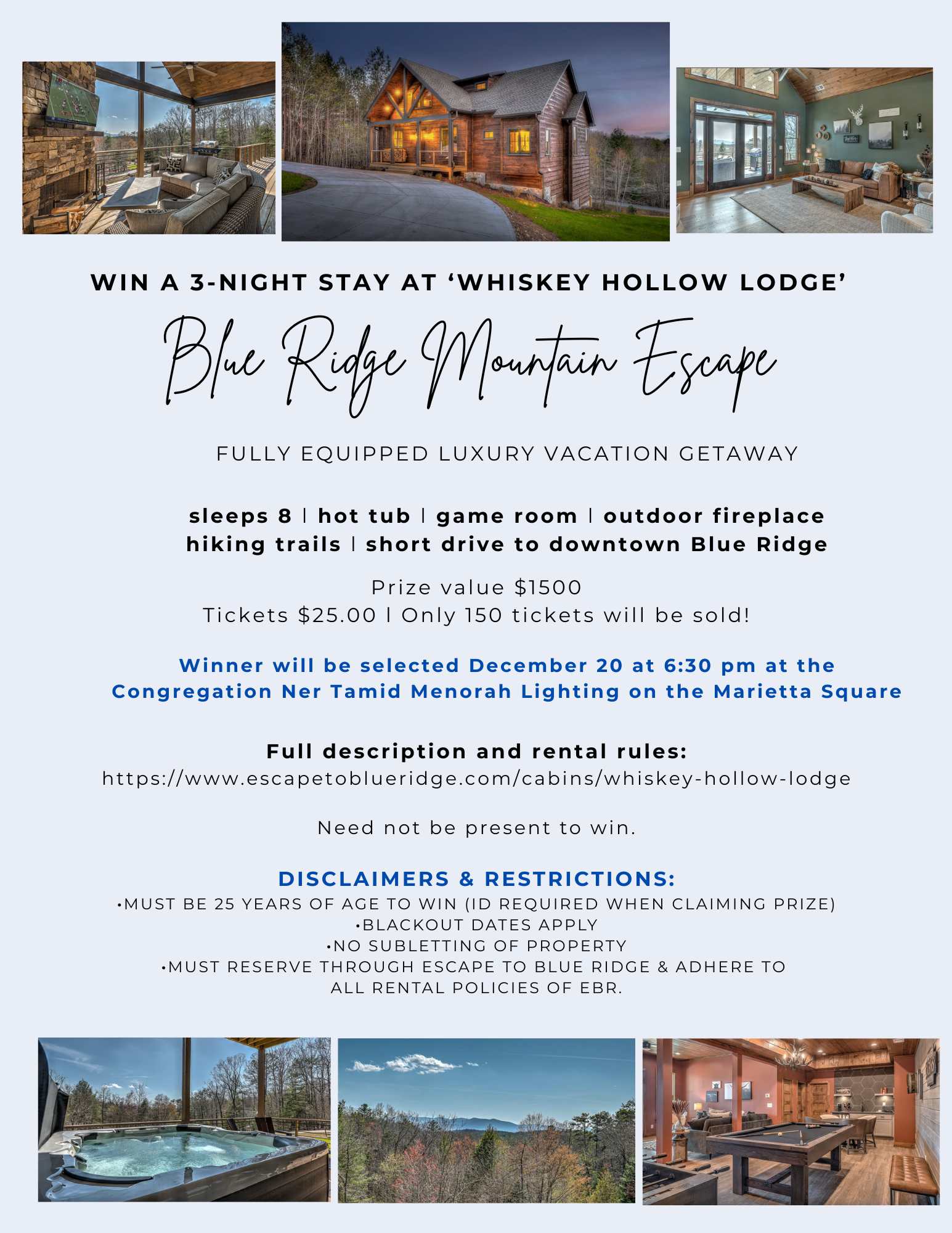 Blue Ridge Mountain Cabin Raffle